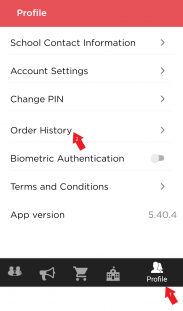 MCAS App Order History